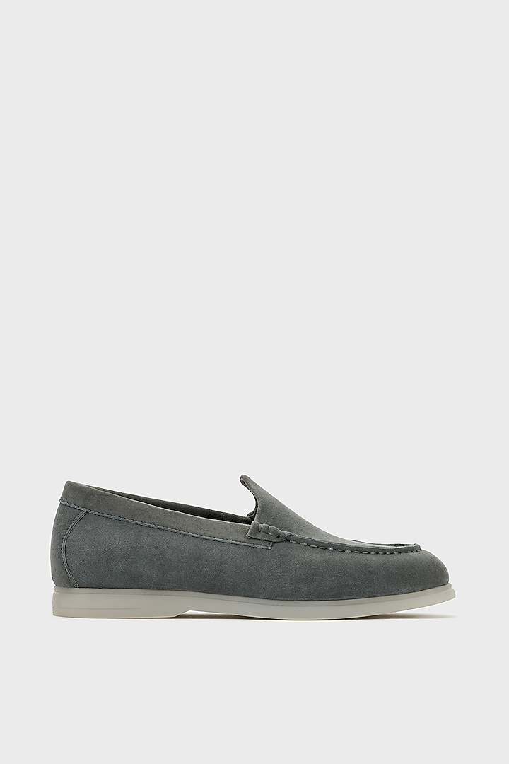 Dark Stone Colored Suede Loafers by Nauvab at Pernia's Pop Up Shop