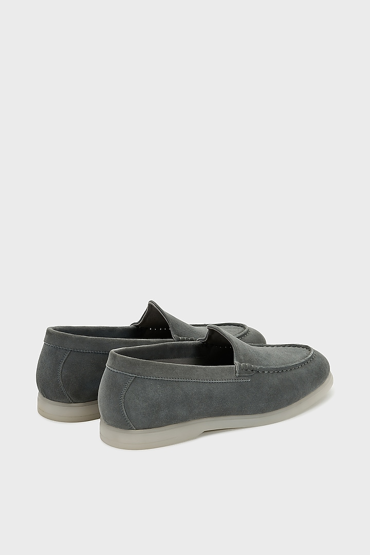 Dark Stone Colored Suede Loafers by Nauvab at Pernia's Pop Up Shop