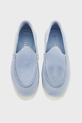 Aqua Suede Loafers by Nauvab
