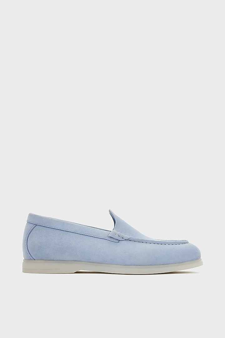 Aqua Suede Loafers by Nauvab at Pernia's Pop Up Shop