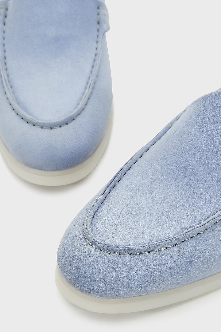 Aqua Suede Loafers by Nauvab at Pernia's Pop Up Shop