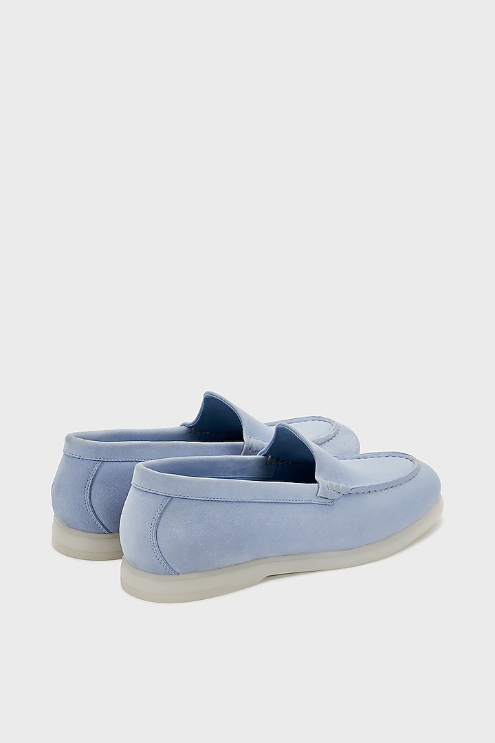 Aqua Suede Loafers by Nauvab at Pernia's Pop Up Shop