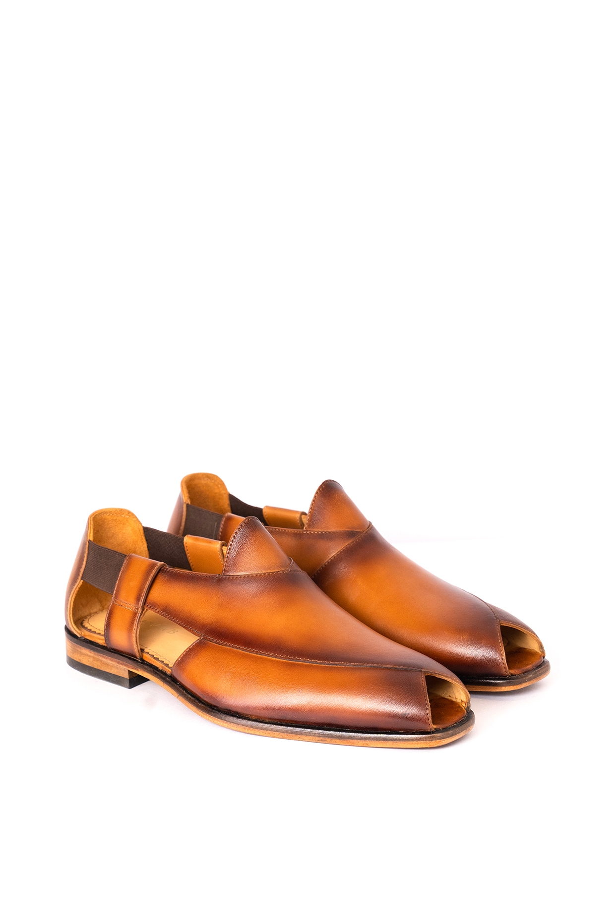 Brown Leather Peshawari Sandals Design by Nauvab at Pernia's Pop Up Shop  2024