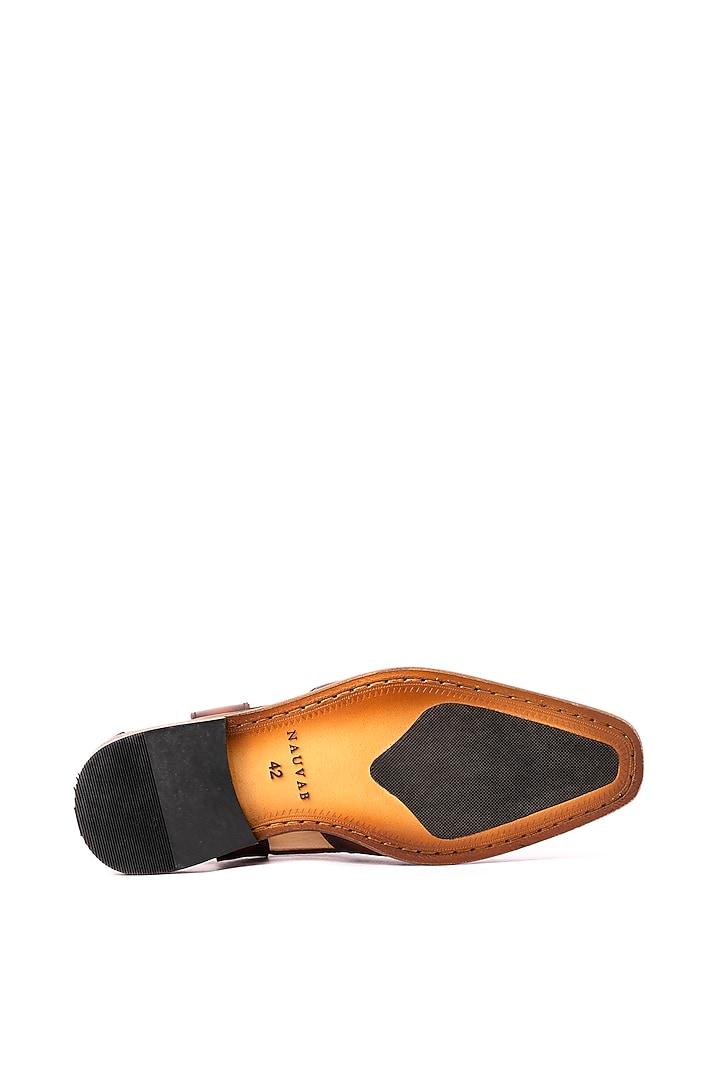 Cognac Leather Peshawari Sandals by Nauvab at Pernia's Pop Up Shop