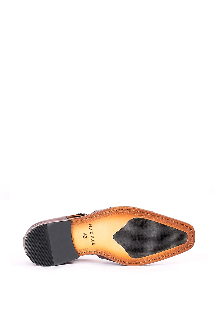 Cognac Leather Sultan Sandals by Nauvab at Pernia's Pop Up Shop