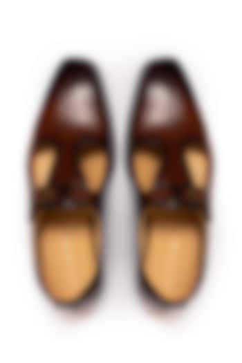 Brown Leather Nyaya Sandals by Nauvab