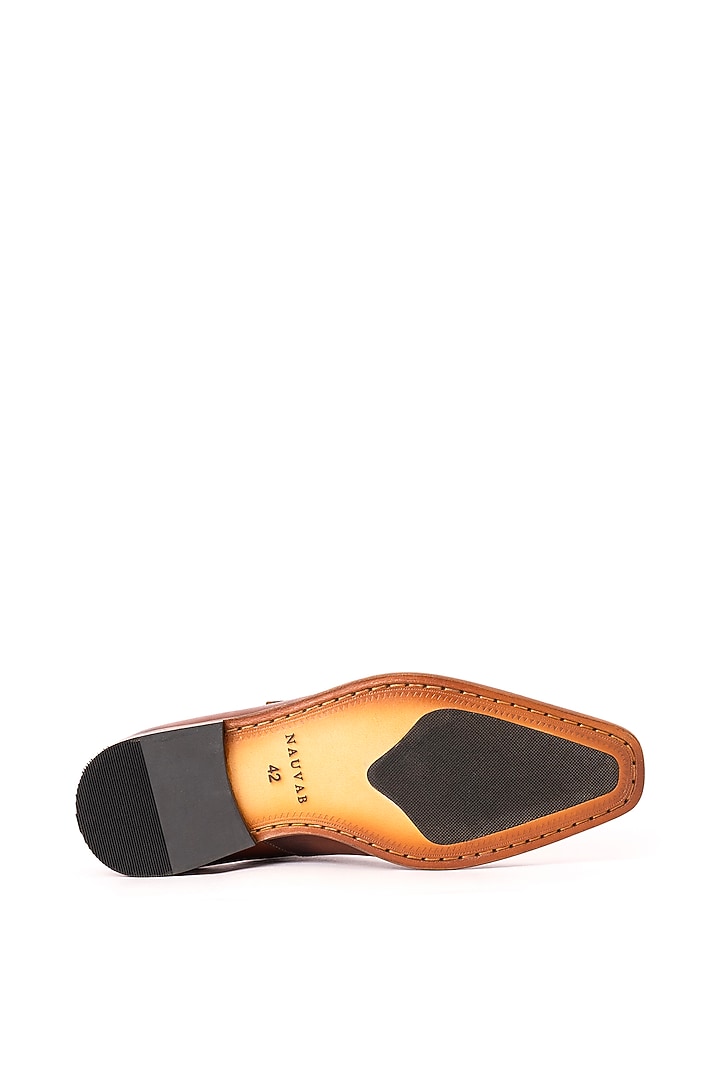Cognac Leather Sultan Sandals by Nauvab at Pernia's Pop Up Shop