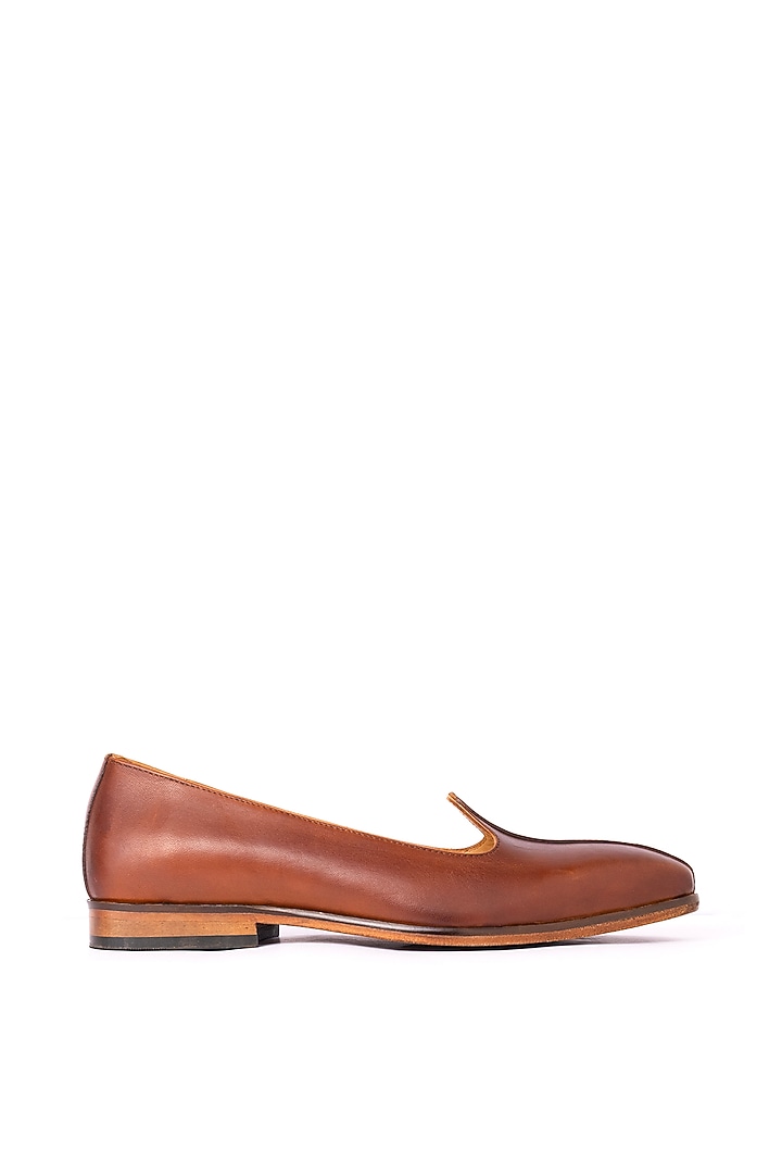 Cognac Leather Nagras by Nauvab at Pernia's Pop Up Shop