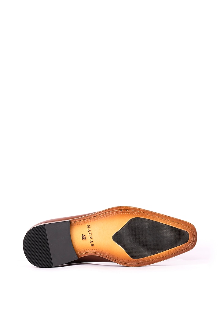 Cognac Leather Nagras by Nauvab at Pernia's Pop Up Shop