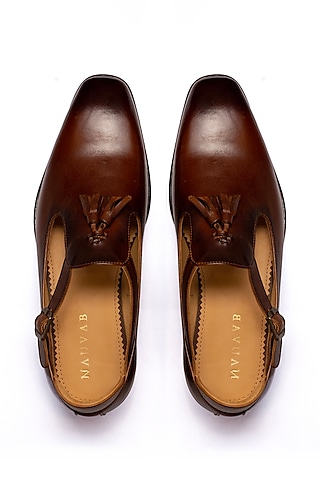 Cognac Leather Bagh Sandals by Nauvab