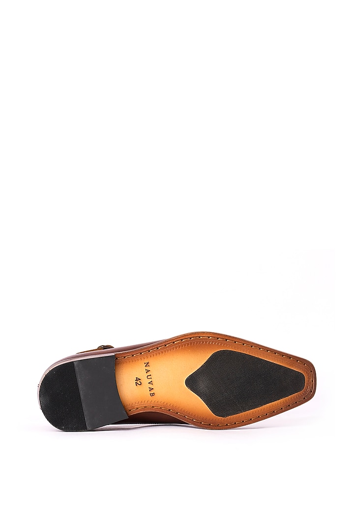 Cognac Leather Bagh Sandals by Nauvab at Pernia's Pop Up Shop