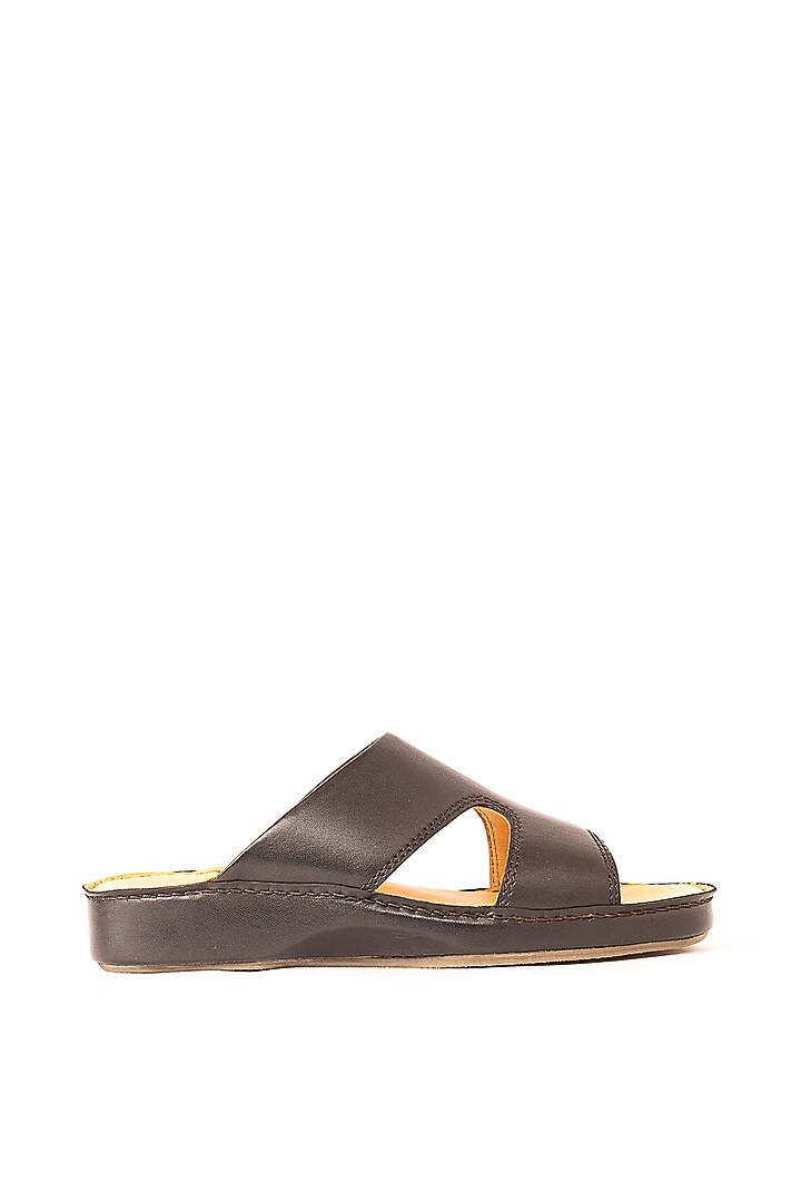 Black Leather Sandals by Nauvab at Pernia's Pop Up Shop