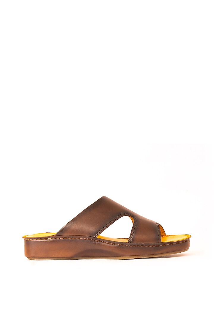 Brown Leather Sandals by Nauvab at Pernia's Pop Up Shop