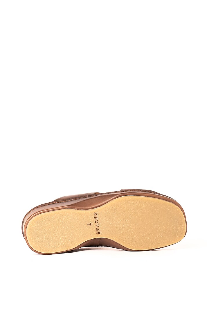 Brown Leather Sandals by Nauvab at Pernia's Pop Up Shop
