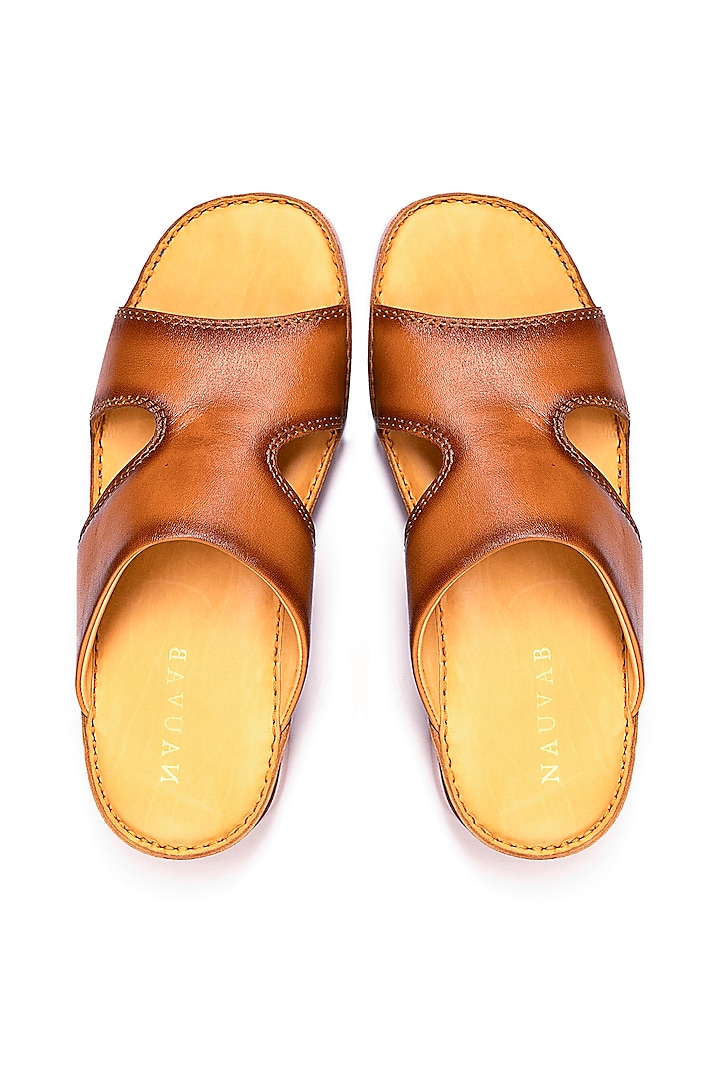 Cognac Leather Sandals by Nauvab