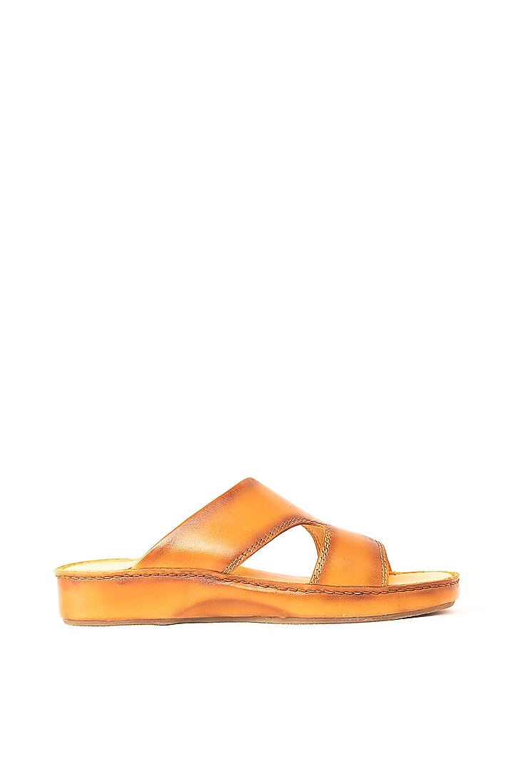 Cognac Leather Sandals by Nauvab at Pernia's Pop Up Shop