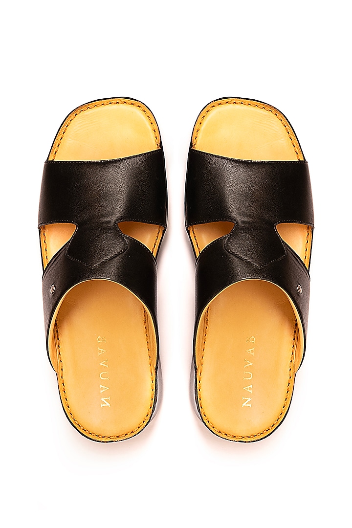 Black Leather Sandals by Nauvab