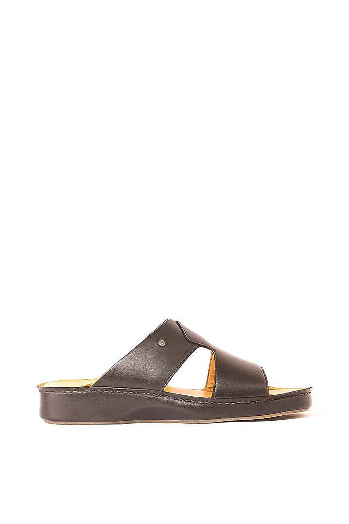 Black Leather Sandals by Nauvab at Pernia's Pop Up Shop