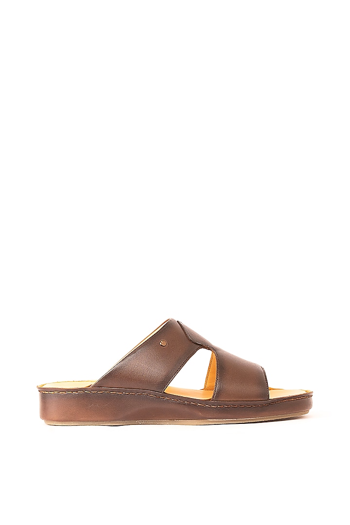 Brown Leather Sandals by Nauvab at Pernia's Pop Up Shop