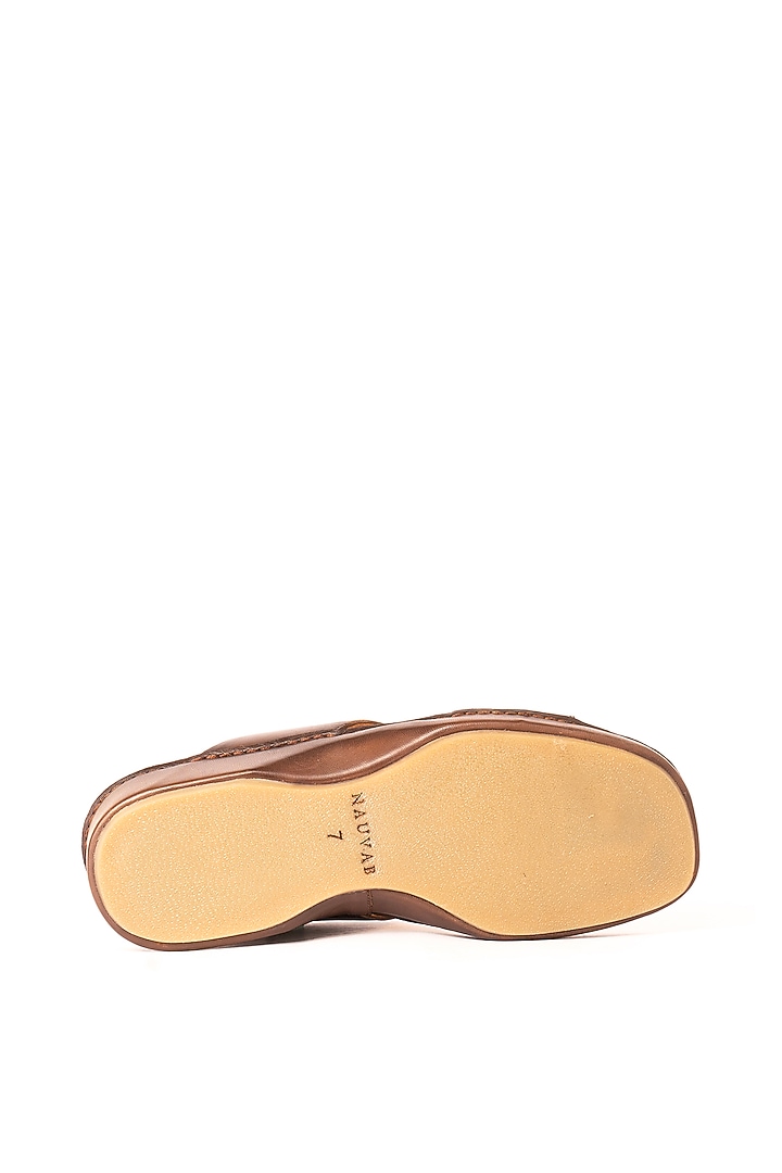 Brown Leather Sandals by Nauvab at Pernia's Pop Up Shop