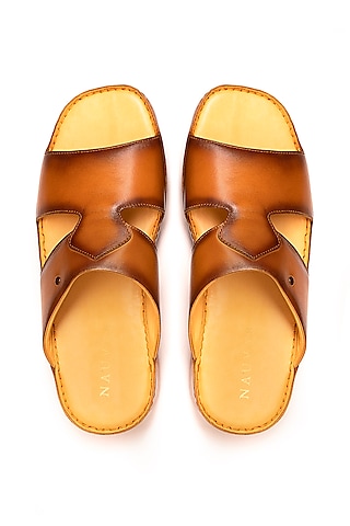 Tan Leather Sandals by Nauvab