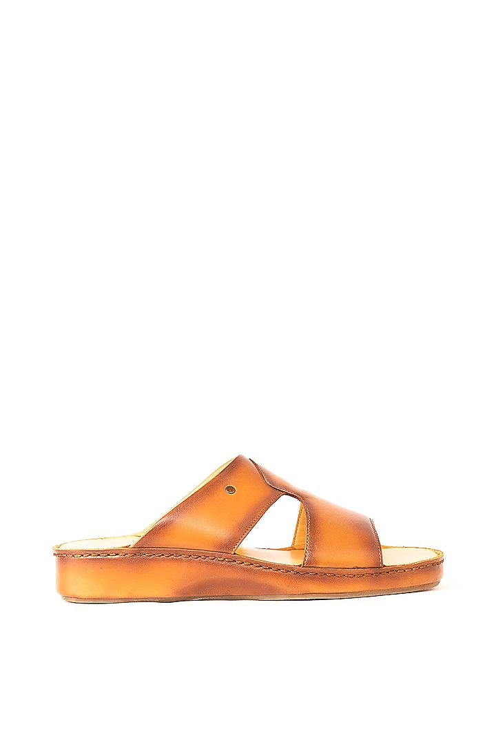 Tan Leather Sandals by Nauvab at Pernia's Pop Up Shop