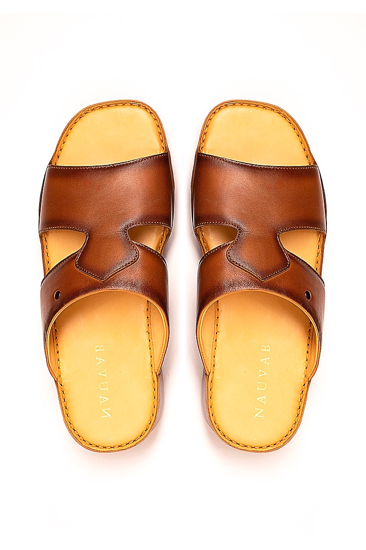 Cognac Leather Sandals by Nauvab