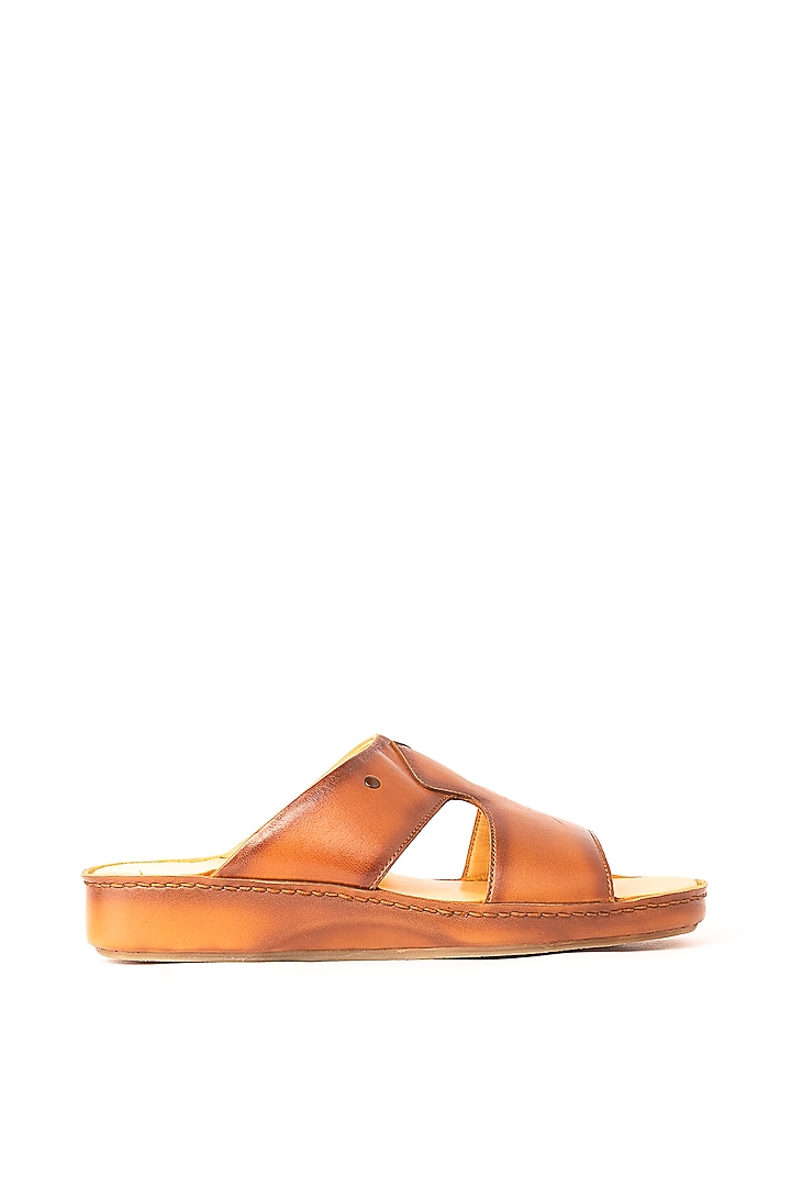 Cognac Leather Sandals by Nauvab at Pernia's Pop Up Shop