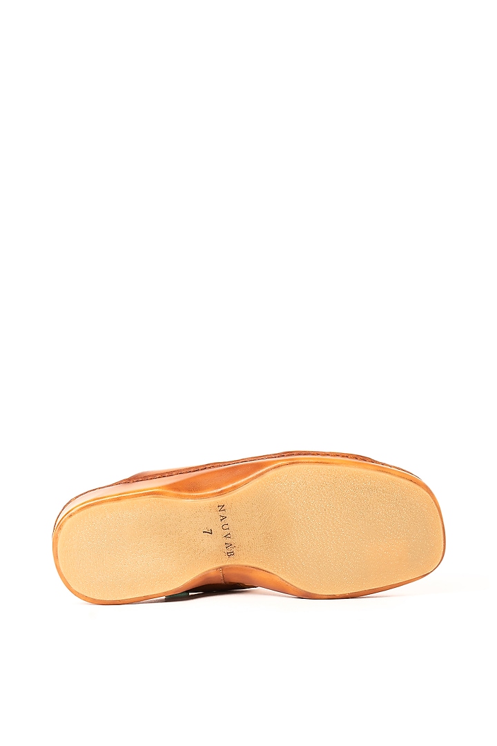 Cognac Leather Sandals by Nauvab at Pernia's Pop Up Shop