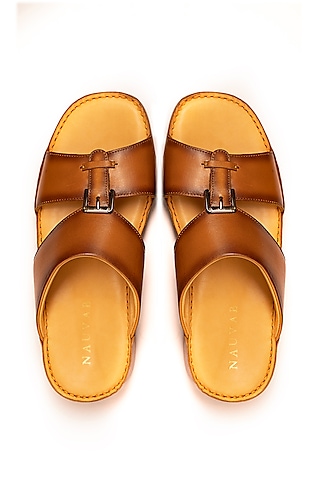 Cognac Leather Sandals by Nauvab