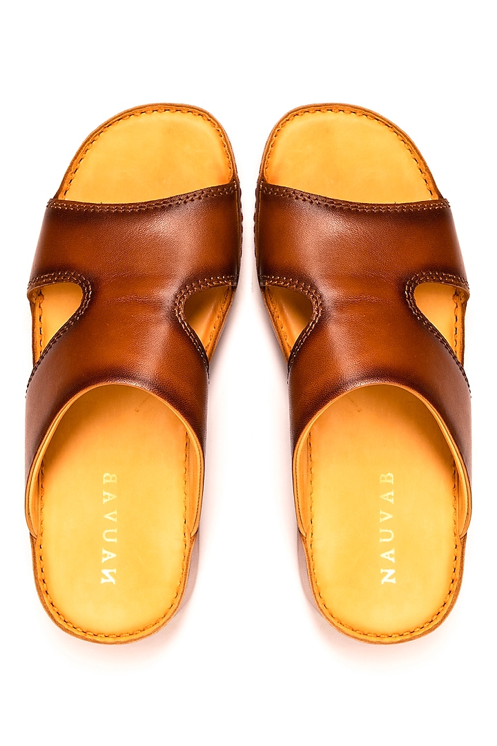 Tan Leather Sandals by Nauvab
