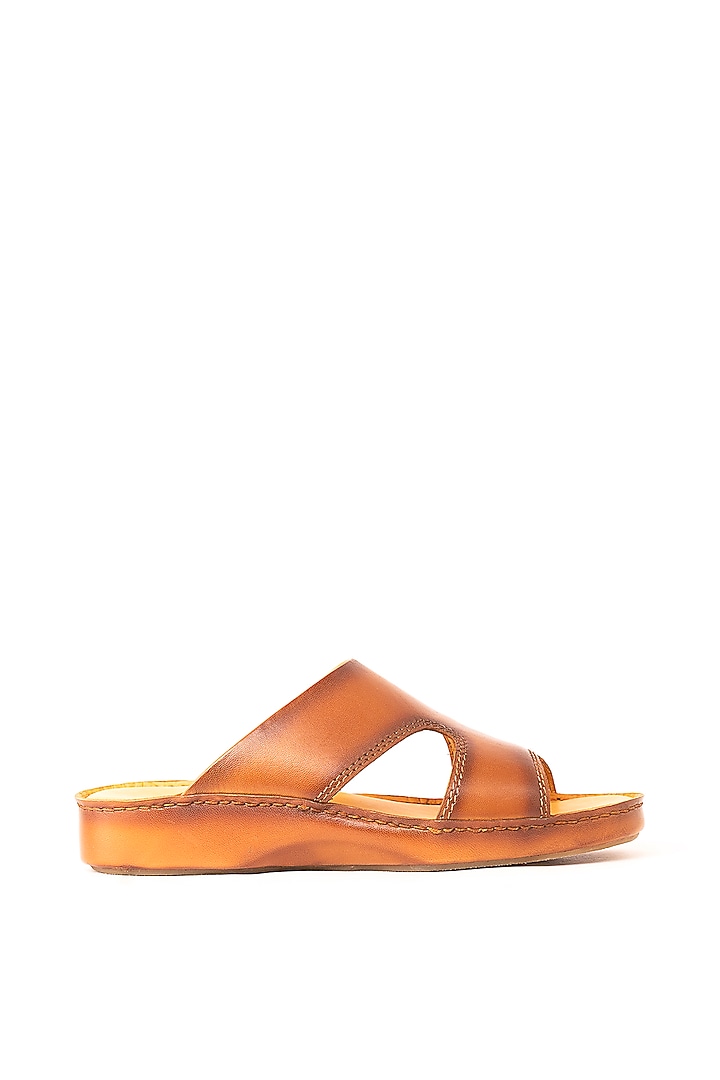 Tan Leather Sandals by Nauvab at Pernia's Pop Up Shop