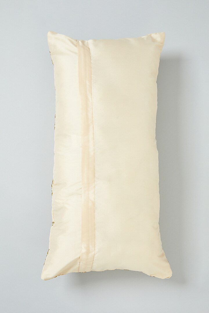 Gold Hand Embroidered Spine Cushion Cover by NEXUS BY UPASNA at Pernia's Pop Up Shop