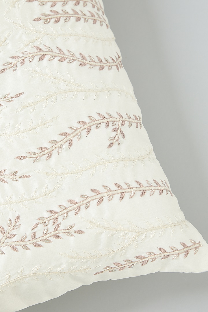 Off-White Hand Embroidered Spine Cushion Cover by NEXUS BY UPASNA at Pernia's Pop Up Shop