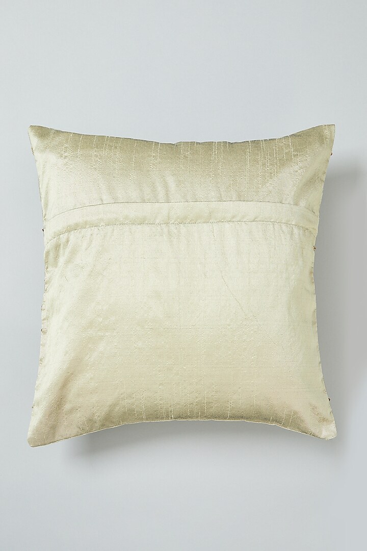 Soft Gold Hand Embroidered Cushion Cover by NEXUS BY UPASNA at Pernia's Pop Up Shop