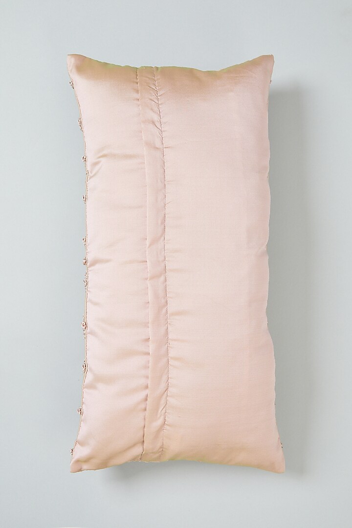 Light Pink Hand Embroidered Spine Cushion Cover by NEXUS BY UPASNA at Pernia's Pop Up Shop
