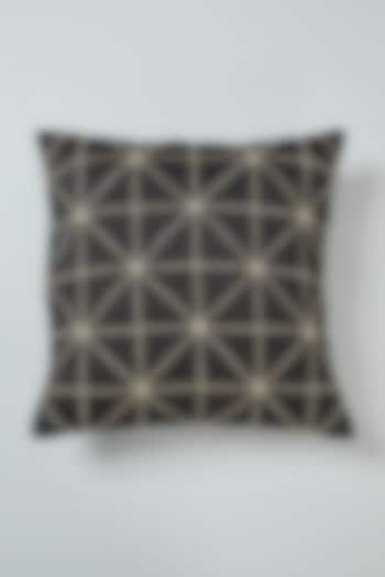 Black Embroidered Cushion Cover by NEXUS BY UPASNA