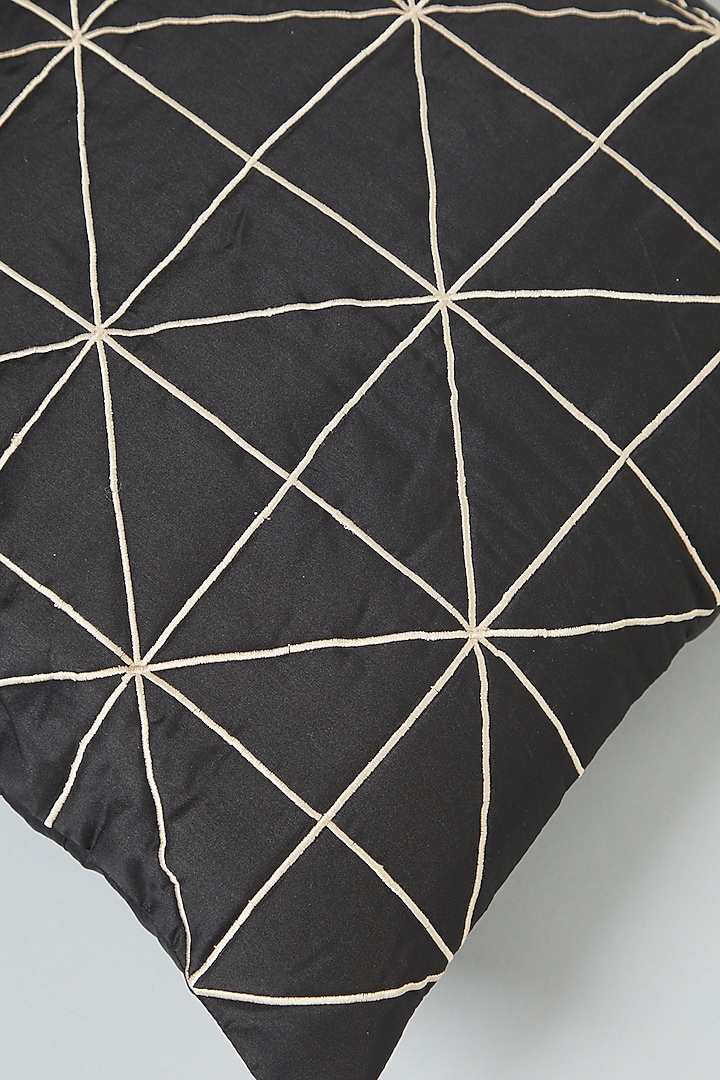 Black Embroidered Cushion Cover by NEXUS BY UPASNA at Pernia's Pop Up Shop