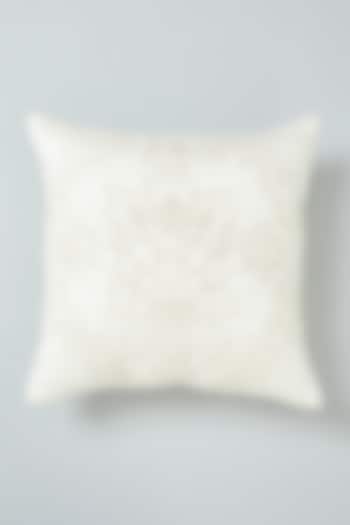 Off-White Hand Embroidered & Quilted Cushion Cover by NEXUS BY UPASNA