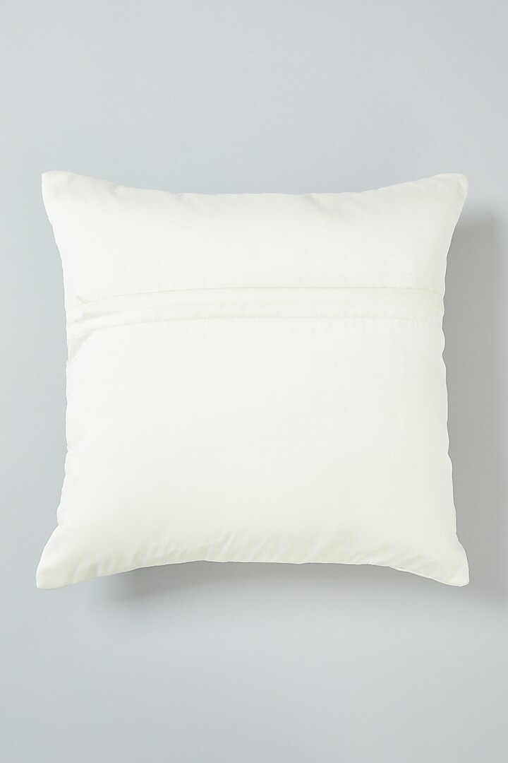 Off-White Hand Embroidered & Quilted Cushion Cover by NEXUS BY UPASNA at Pernia's Pop Up Shop