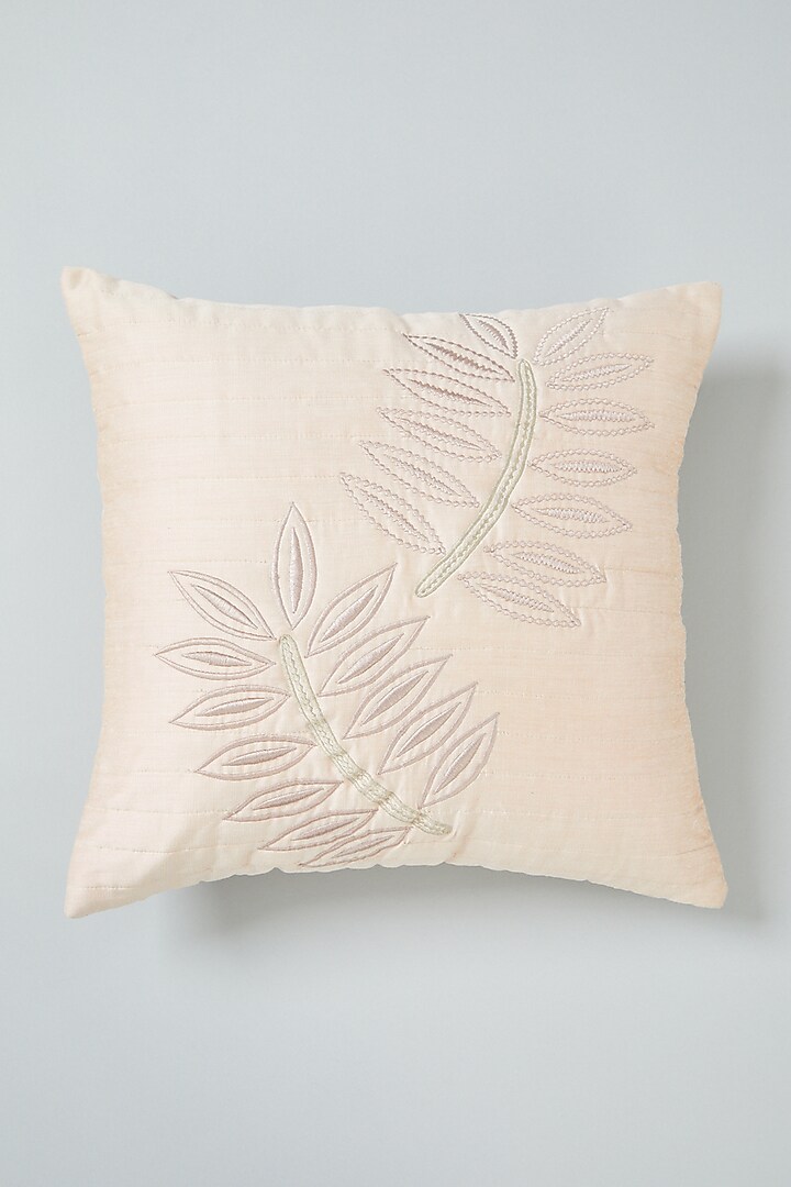 Beige Embroidered Cushion Cover by NEXUS BY UPASNA