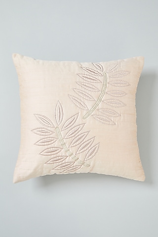 Beige Embroidered Cushion Cover by NEXUS BY UPASNA