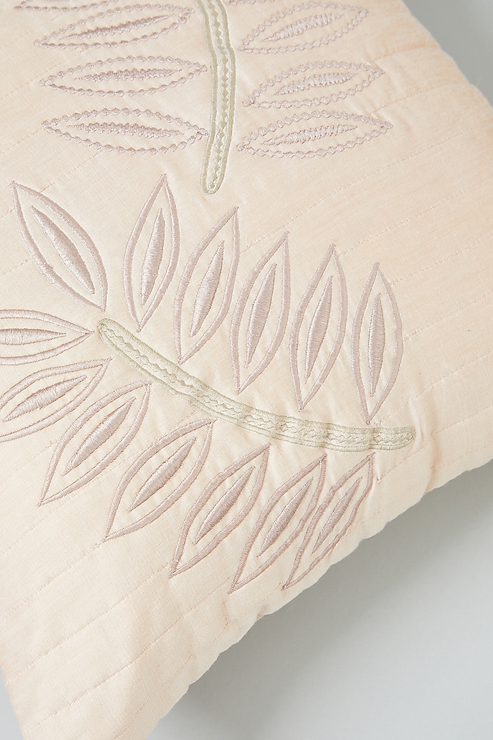 Beige Embroidered Cushion Cover by NEXUS BY UPASNA at Pernia's Pop Up Shop