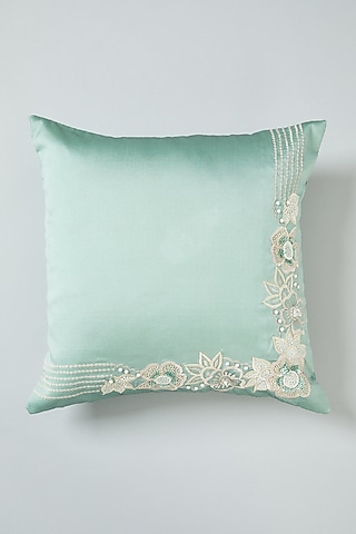 Green Embroidered Cushion Cover by NEXUS BY UPASNA