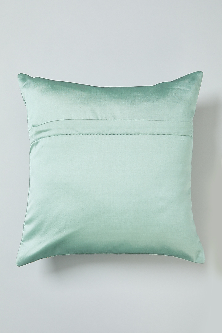 Green Embroidered Cushion Cover by NEXUS BY UPASNA at Pernia's Pop Up Shop