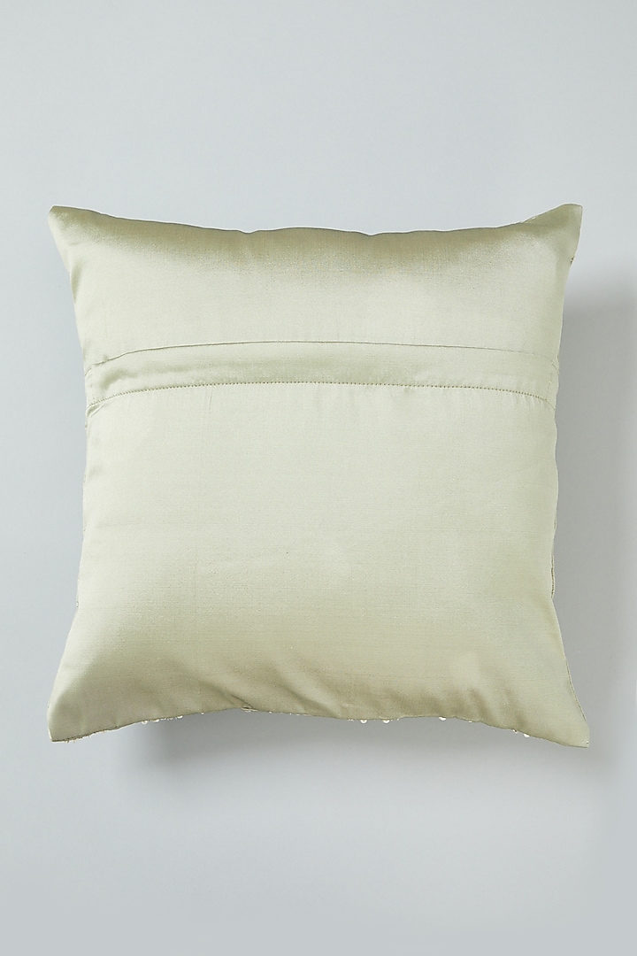 Green Hand Embroidered Cushion Cover by NEXUS BY UPASNA at Pernia's Pop Up Shop