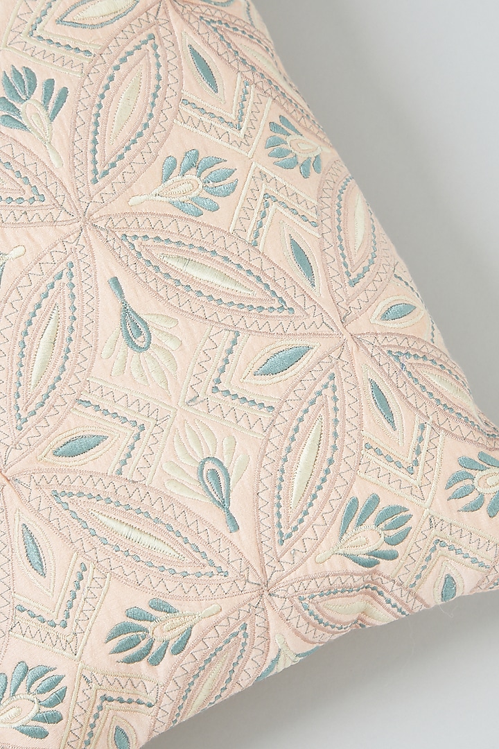 Baby Pink Embroidered Spine Cushion Cover by NEXUS BY UPASNA at Pernia's Pop Up Shop