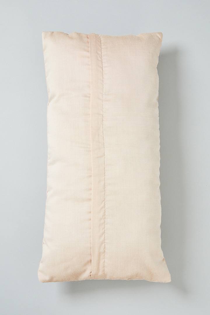 Beige Embroidered Spine Cushion Cover by NEXUS BY UPASNA at Pernia's Pop Up Shop