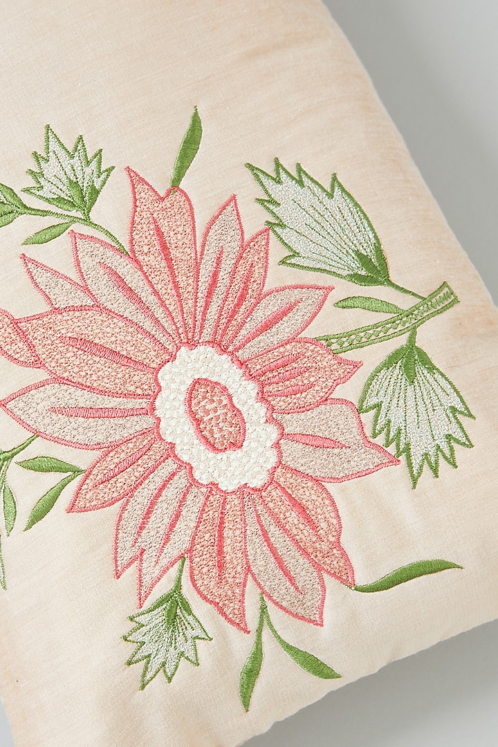 Beige Embroidered Spine Cushion Cover by NEXUS BY UPASNA at Pernia's Pop Up Shop