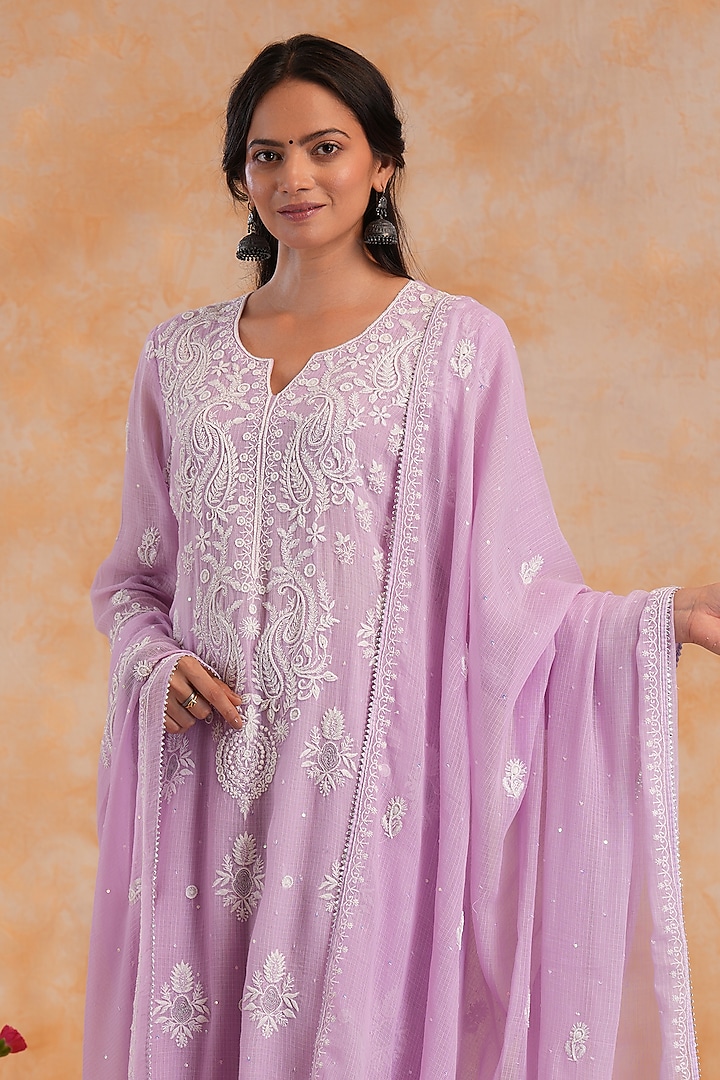 Lilac Kota Sequins Work Kurta Set by Nyara by Nicky Chawla at Pernia's Pop Up Shop